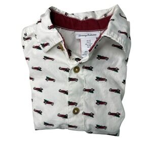 Tommy Bahama Kids Button-Up Shirt | Size 3T |‎ Holiday Car Print | 100% Cotton